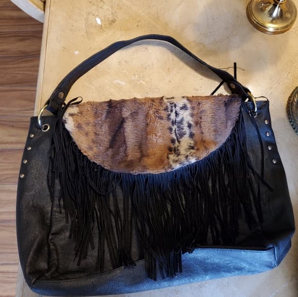 Black Fringe Bag - Thumbnail 3