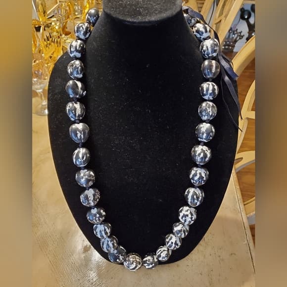Vintage Black White Ball Necklace - Thumbnail 3