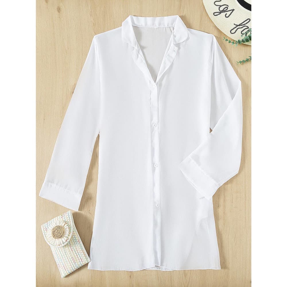 Plain Open Front Kimono - Thumbnail 9