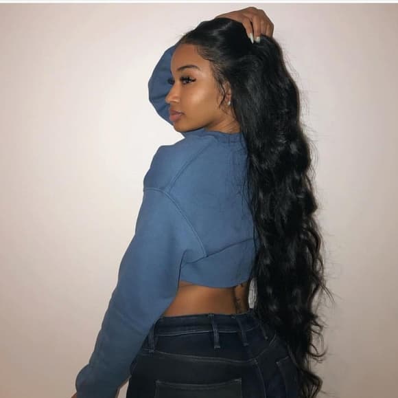 Black Wavy Long Lace Front Wig - Thumbnail 4