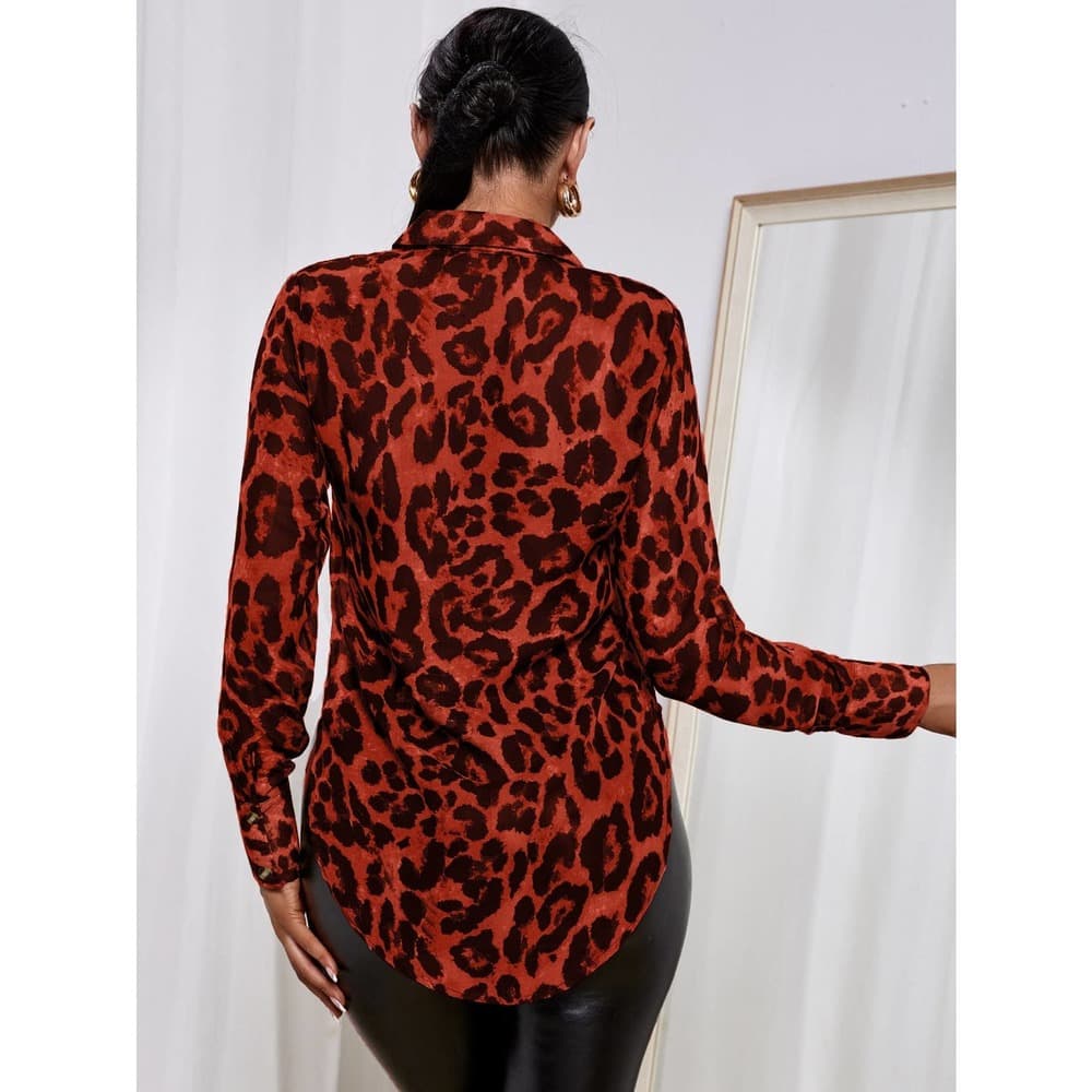 Cheetah Print Button Through Blouse - Thumbnail 10