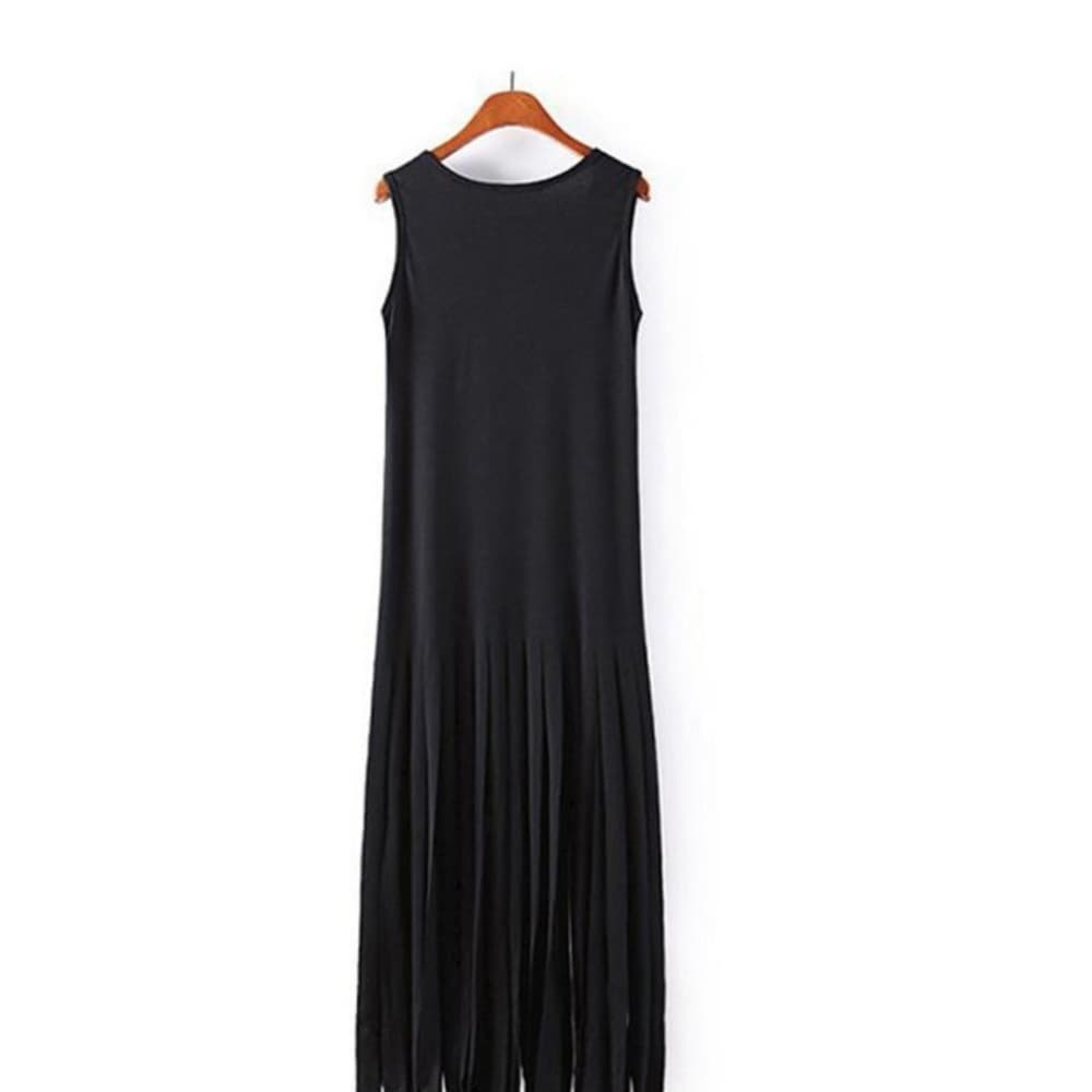 HIPPIE TASSEL LONG TEE DRESS CASUAL PUNK MAXI DRES - Thumbnail 5