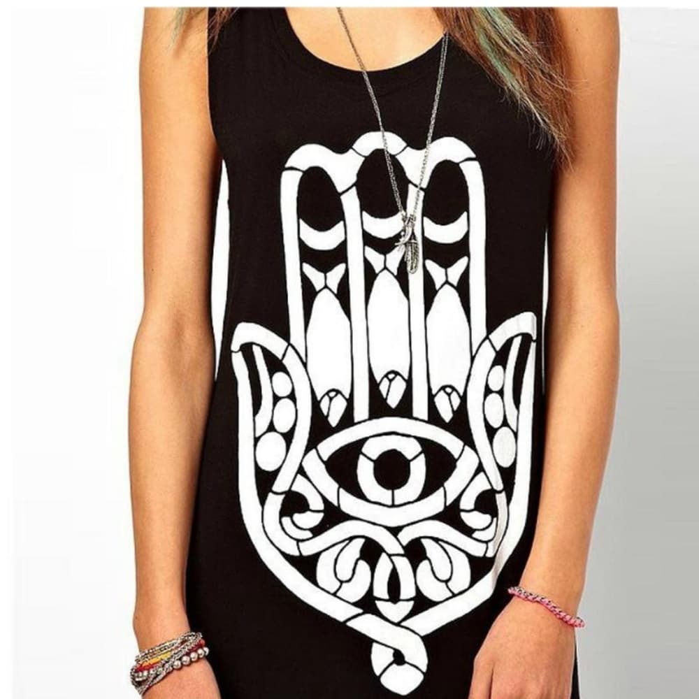 HIPPIE TASSEL LONG TEE DRESS CASUAL PUNK MAXI DRES - Thumbnail 2