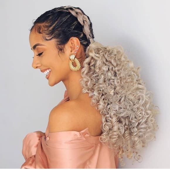 Ombre Blonde Curly Lace Front Wig - Thumbnail 6
