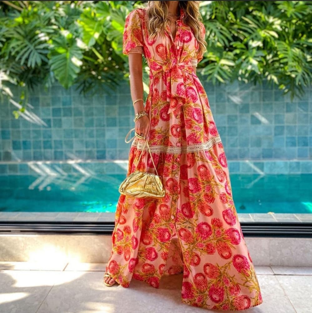 Beautiful Hippie Print Midi Dress - Thumbnail 2