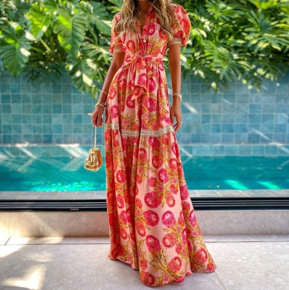 Beautiful Hippie Print Midi Dress - Thumbnail 3