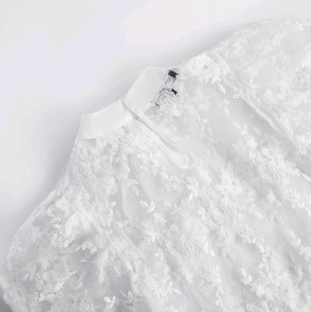 Beautiful White Bazar Tie Top - Thumbnail 5