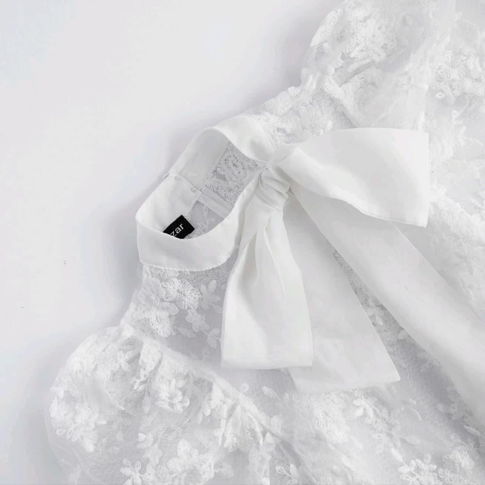 Beautiful White Bazar Tie Top - Thumbnail 4