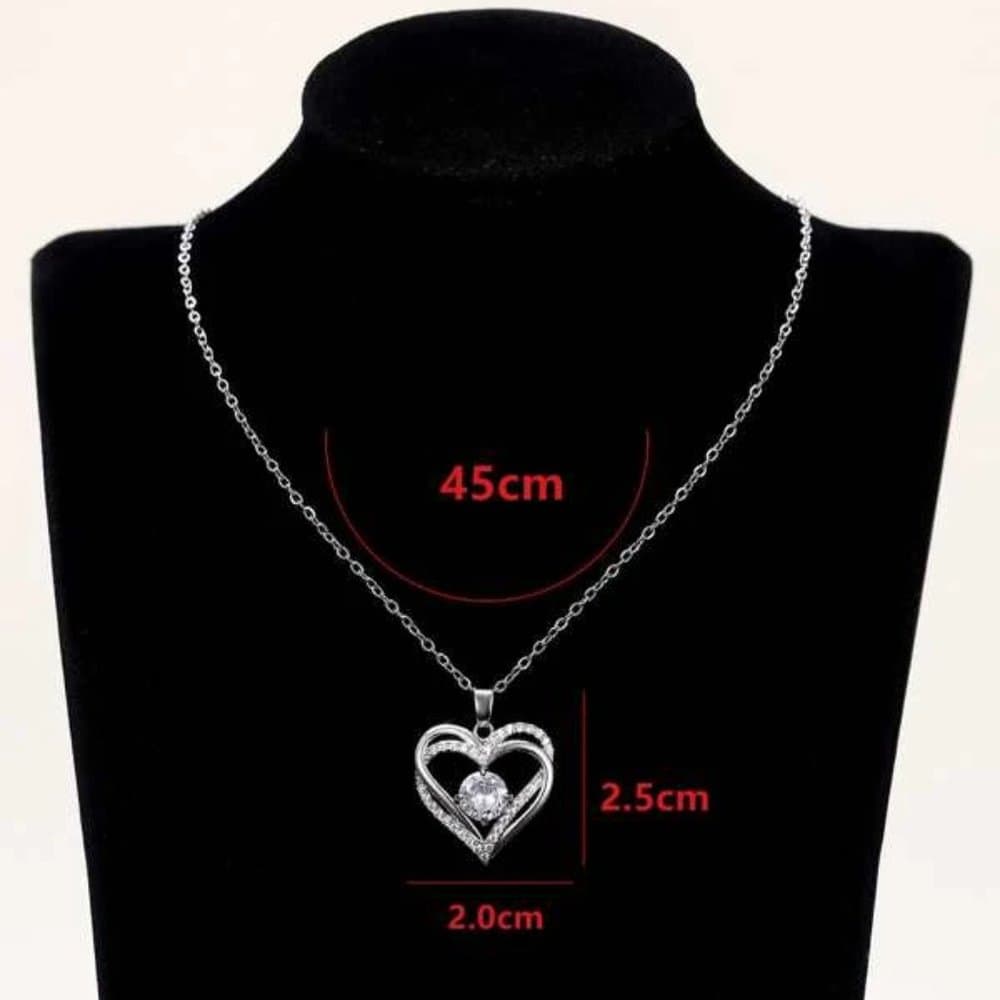 Cubic Zirconia Heart Pendant Necklace - Thumbnail 3