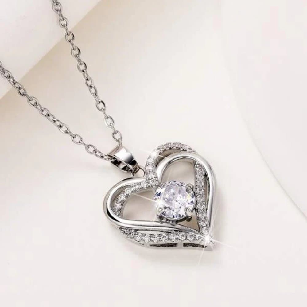 Cubic Zirconia Heart Pendant Necklace - Thumbnail 4
