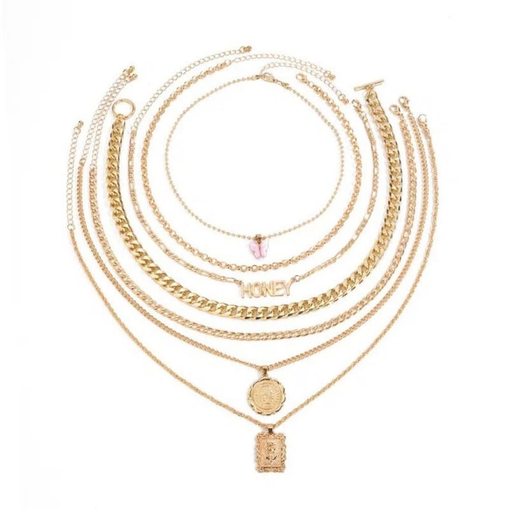 7 Pieces Ladies Vintage Fashion Pendant Necklace - Thumbnail 2