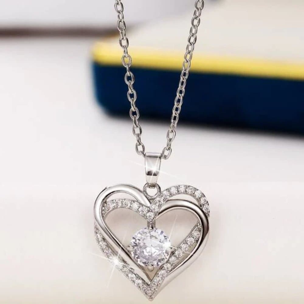 Cubic Zirconia Heart Pendant Necklace - Thumbnail 6