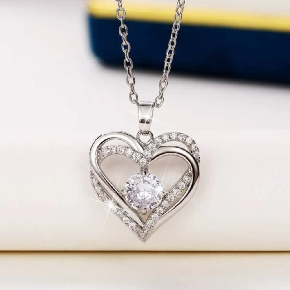 Cubic Zirconia Heart Pendant Necklace - Thumbnail 5