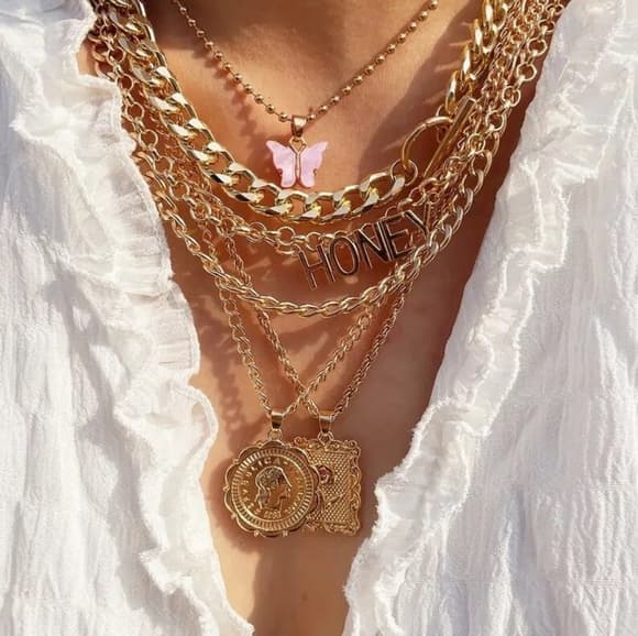7 Pieces Ladies Vintage Fashion Pendant Necklace - Thumbnail 5
