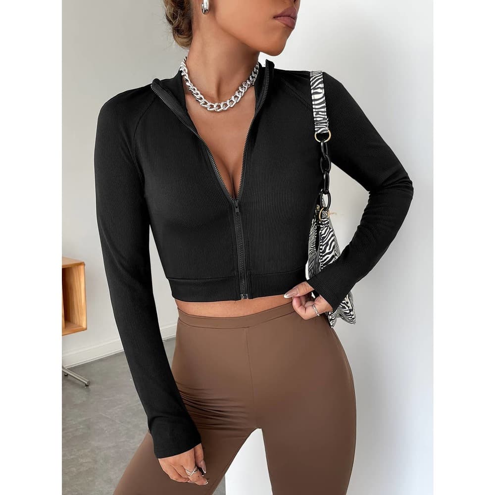Zip Up Crop Jacket - Thumbnail 6