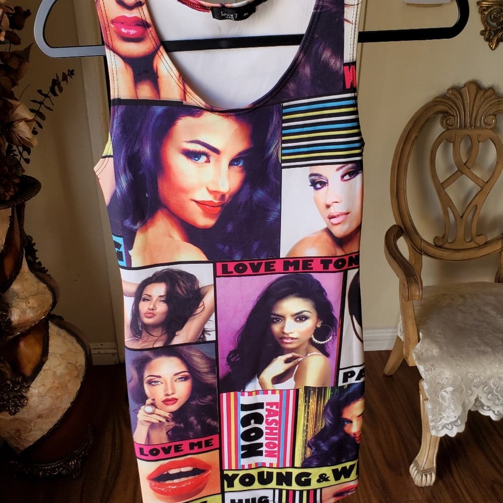 Beautiful Face Bodycon Dress - Thumbnail 4