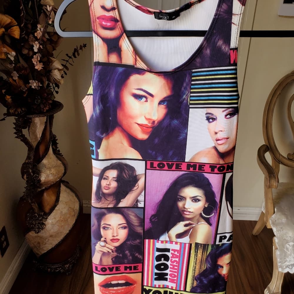 Beautiful Face Bodycon Dress - Thumbnail 5