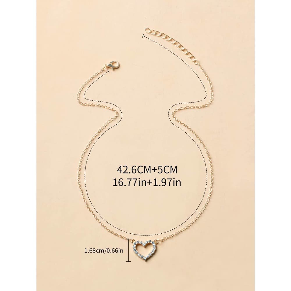Beautiful Rhinestone Heart Necklace - Thumbnail 3