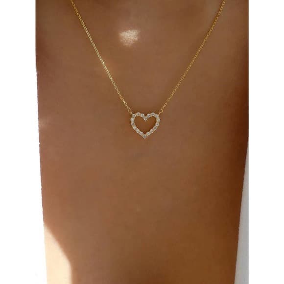 Beautiful Rhinestone Heart Necklace - Thumbnail 5