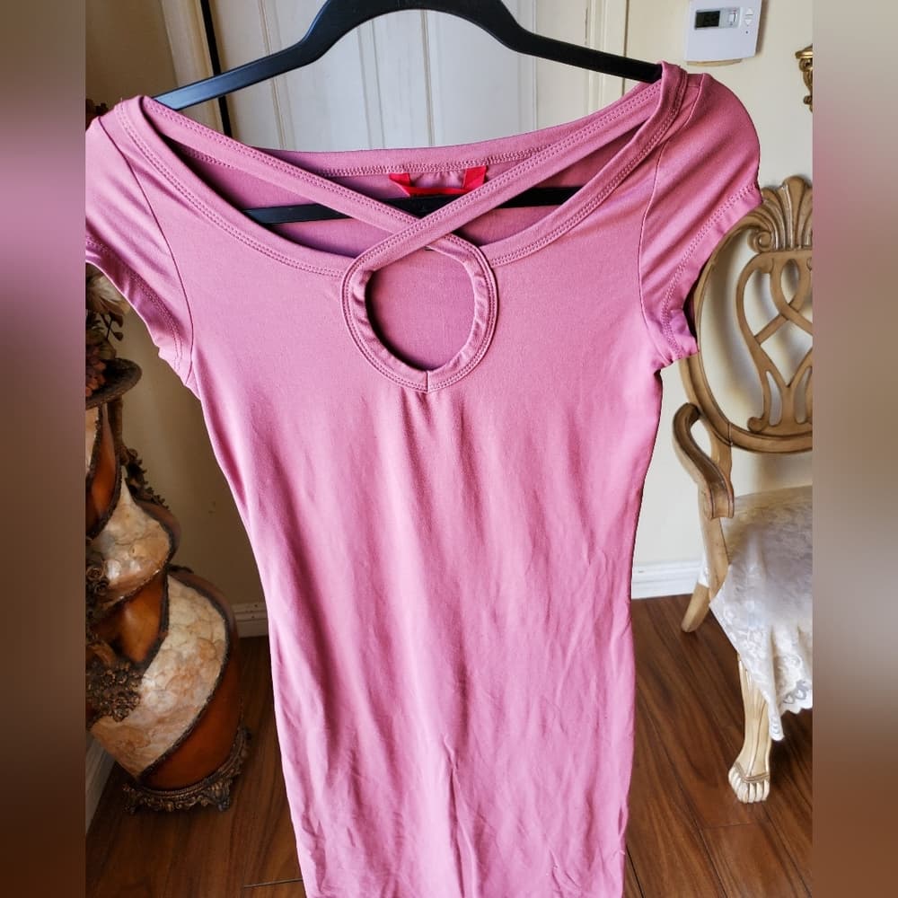 Pink Criss Cross Bodycon Dress