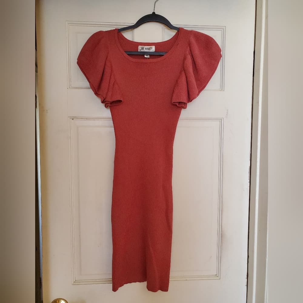 Peach Red Bodycon Dress - Thumbnail 4