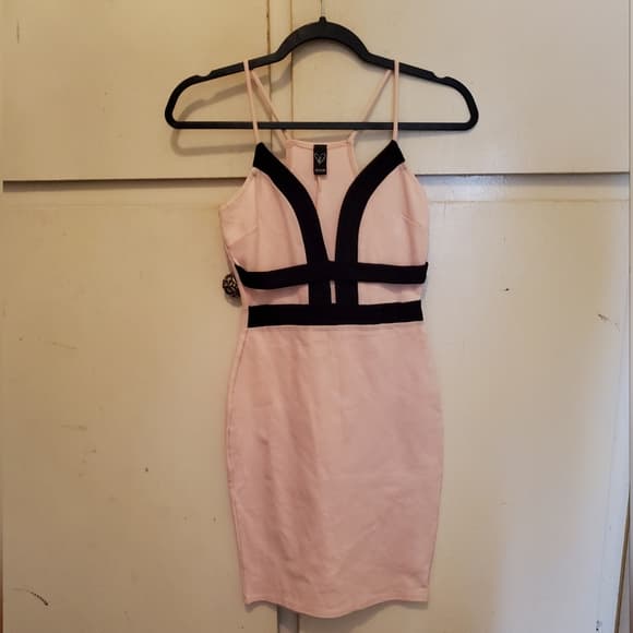 Pink Black Windsor Bodycon Dress - Thumbnail 6