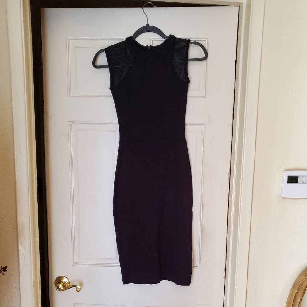 Black Sheer Top Bodycon Dress - Thumbnail 3