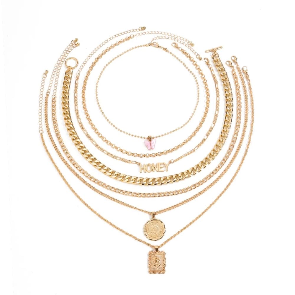 7 piece Vintage Gold Necklaces - Thumbnail 2