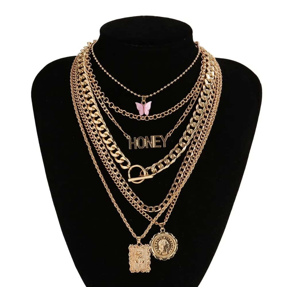 7 piece Vintage Gold Necklaces - Thumbnail 4