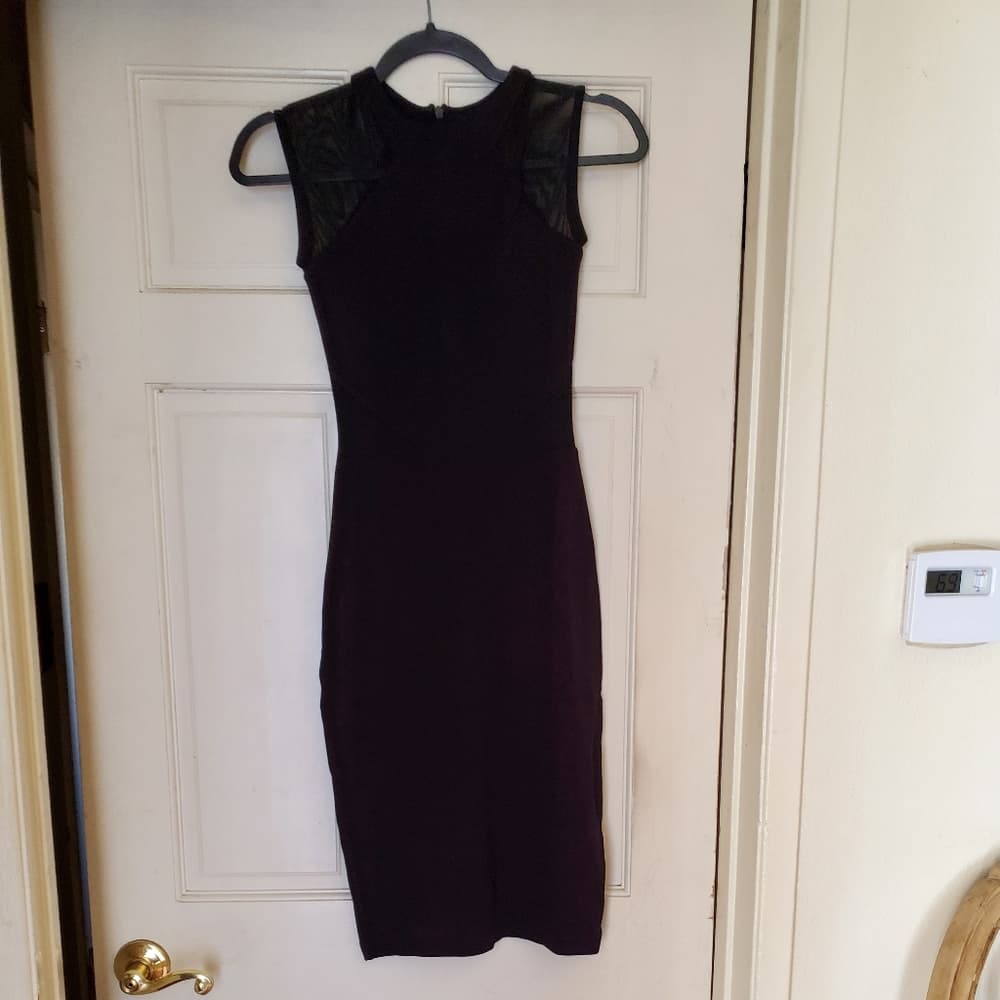 Black Sheer Top Bodycon Dress - Thumbnail 6