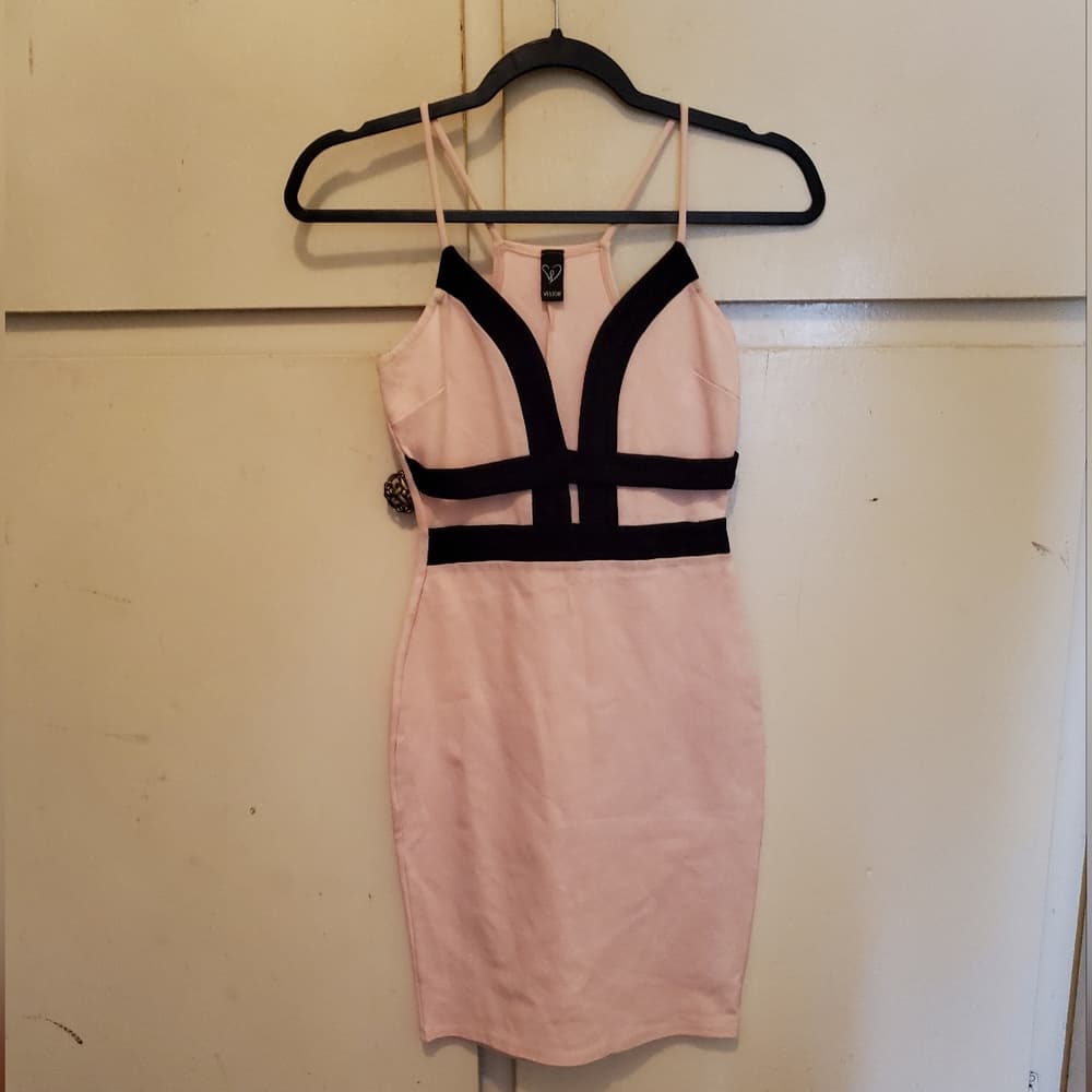 Pink Black Windsor Bodycon Dress - Thumbnail 5