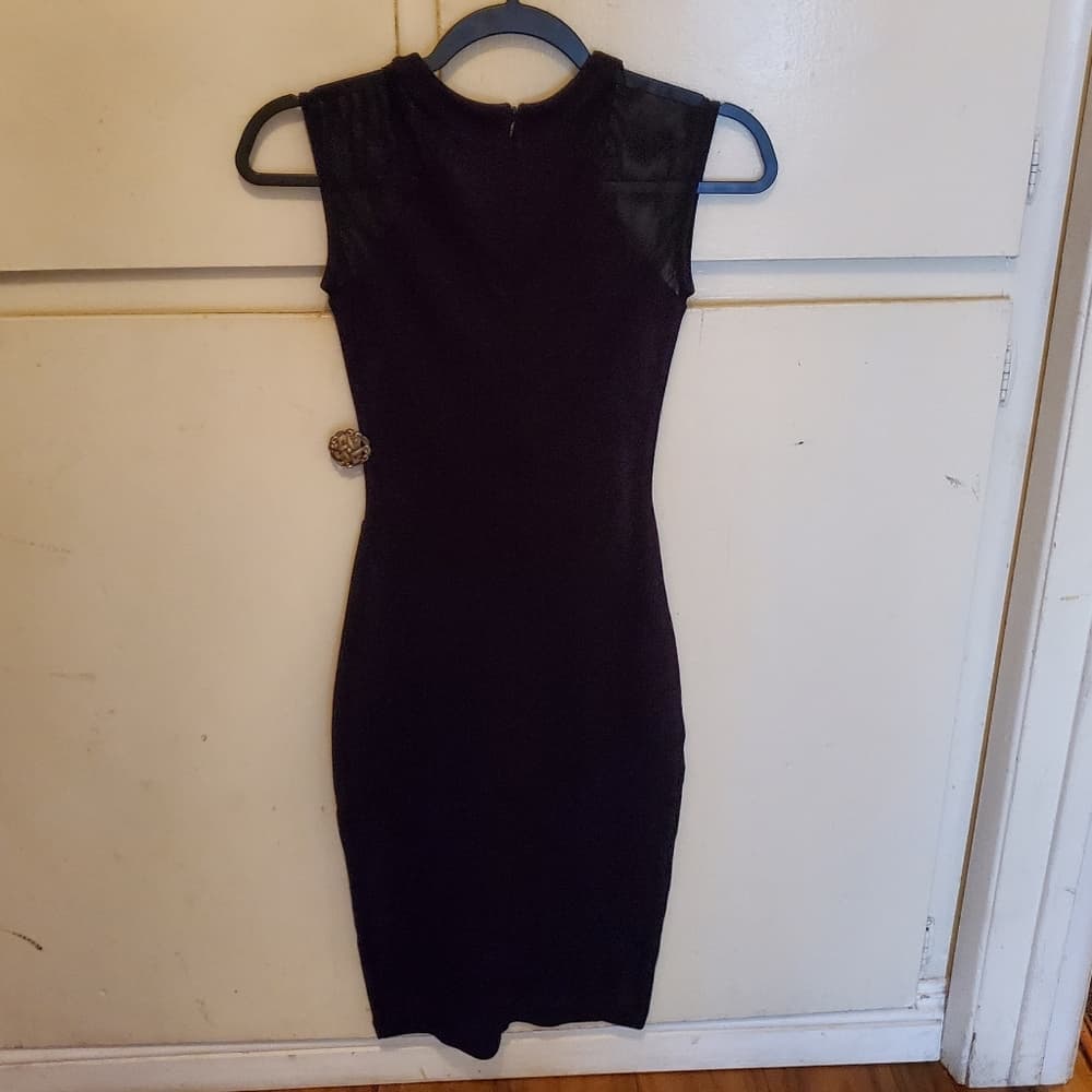 Black Sheer Top Bodycon Dress - Thumbnail 8