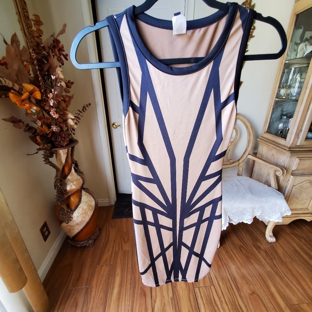 Cream Black Dress - Thumbnail 3