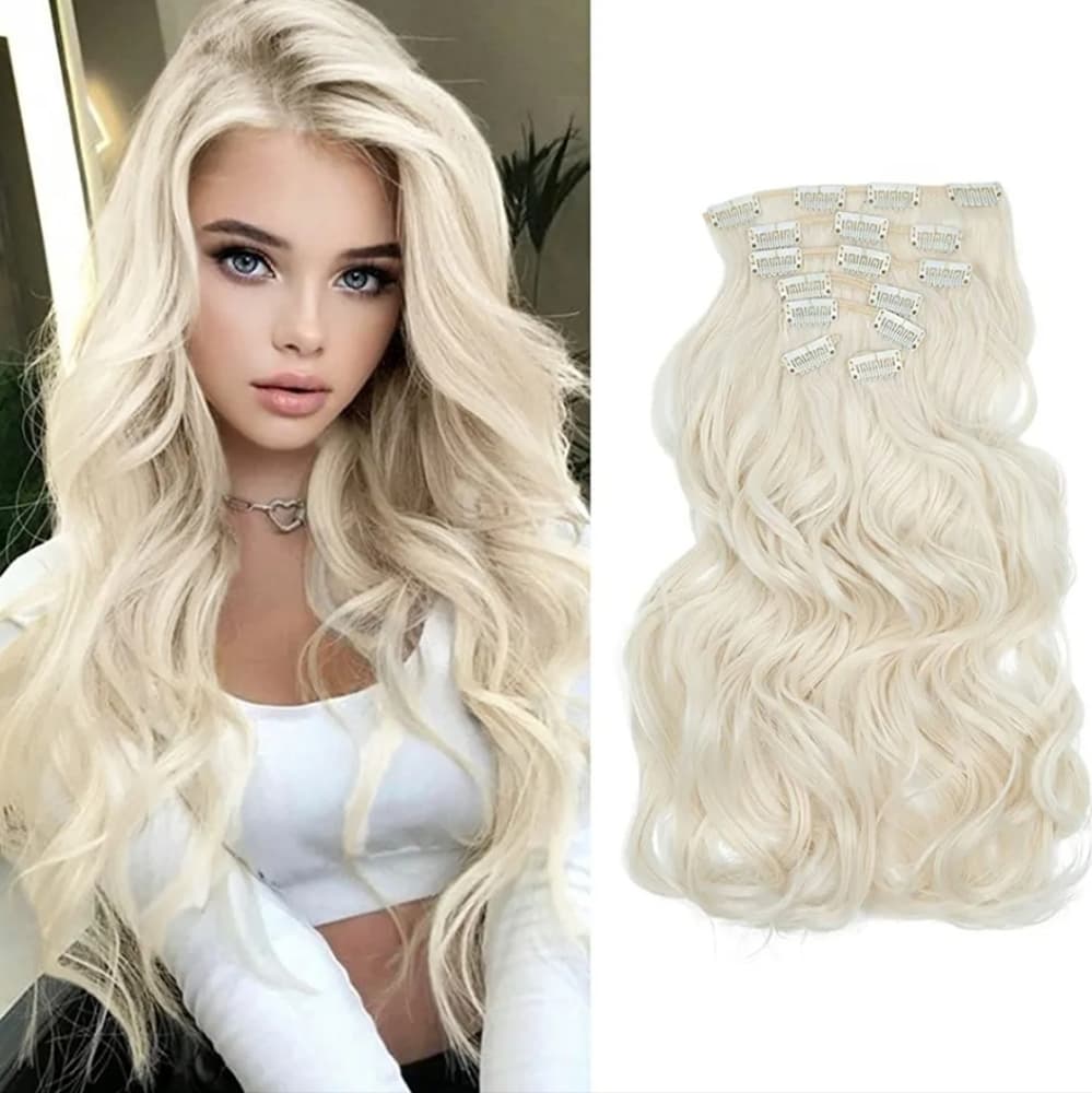 Blonde Beauty Full Head Clip in Extension #613 - Thumbnail 5