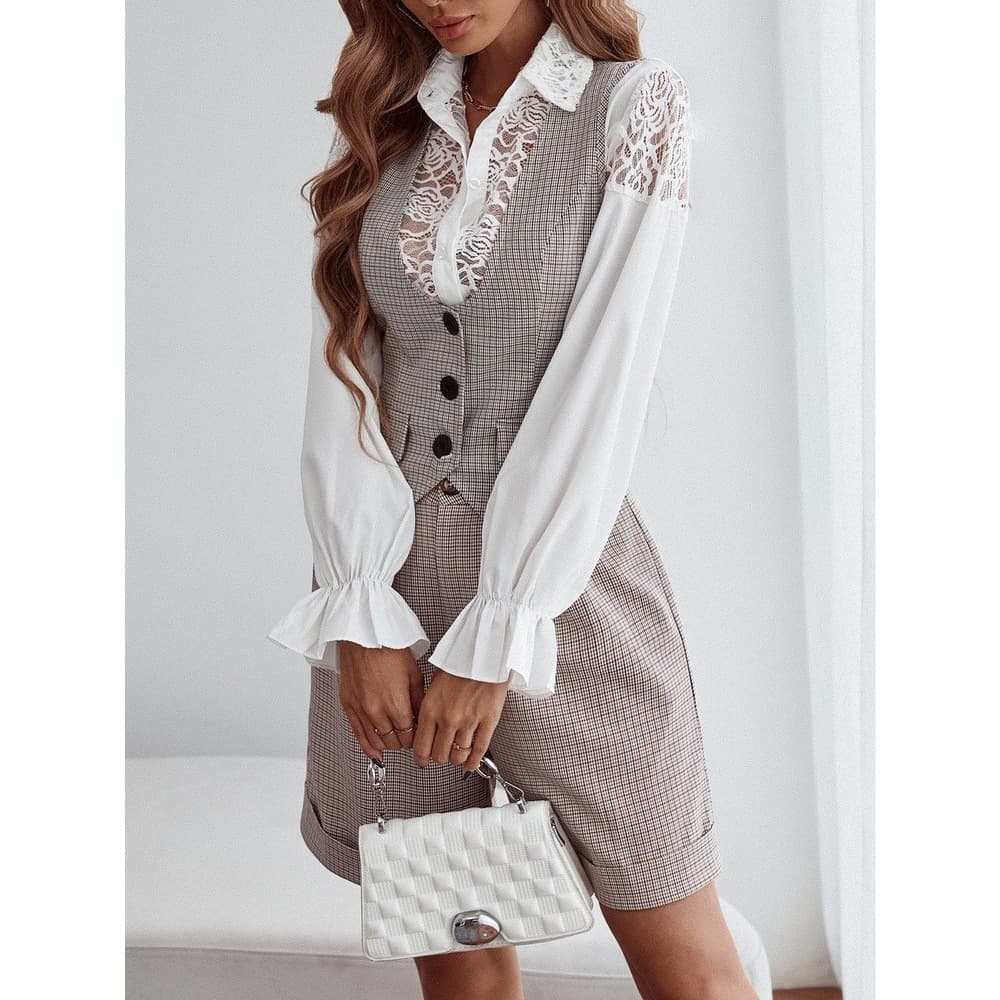 Unity 1pc Plaid Print Flap Detail Vest Blazer - Thumbnail 10