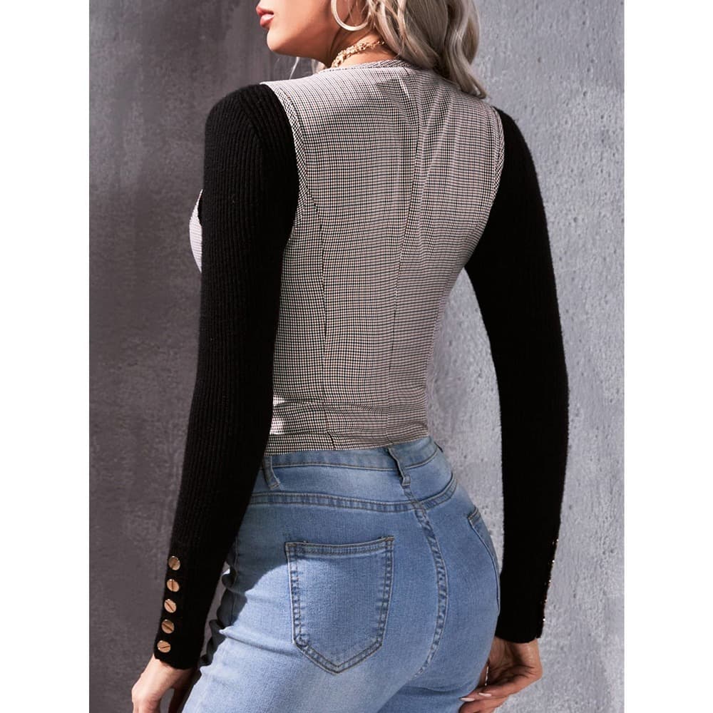 Unity 1pc Plaid Print Flap Detail Vest Blazer - Thumbnail 2
