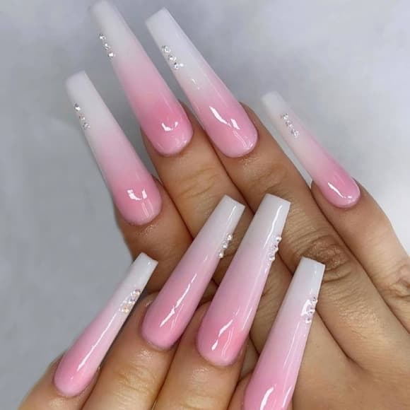 Beautiful Ombre Pink Gradient Coffin False Press on Nails 24pcs - Thumbnail 4