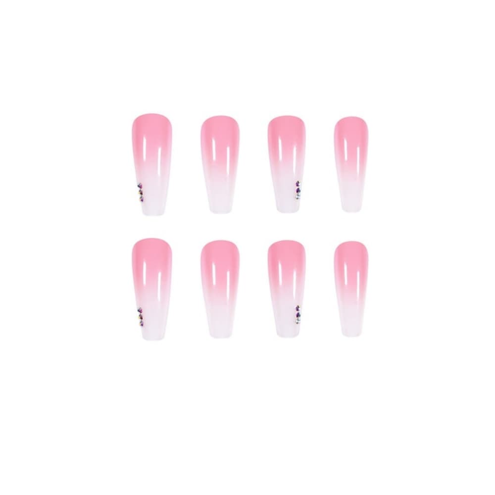 Beautiful Ombre Pink Gradient Coffin False Press on Nails 24pcs - Thumbnail 2
