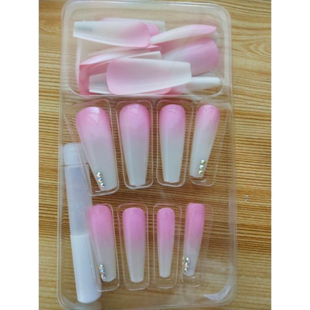 Beautiful Ombre Pink Gradient Coffin False Press on Nails 24pcs