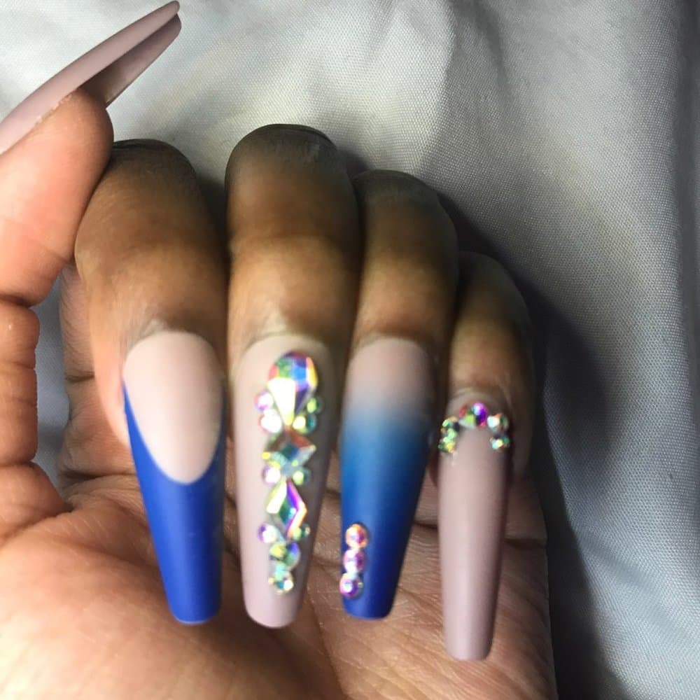Blu Ombre Press On Coffin Nails - Thumbnail 3