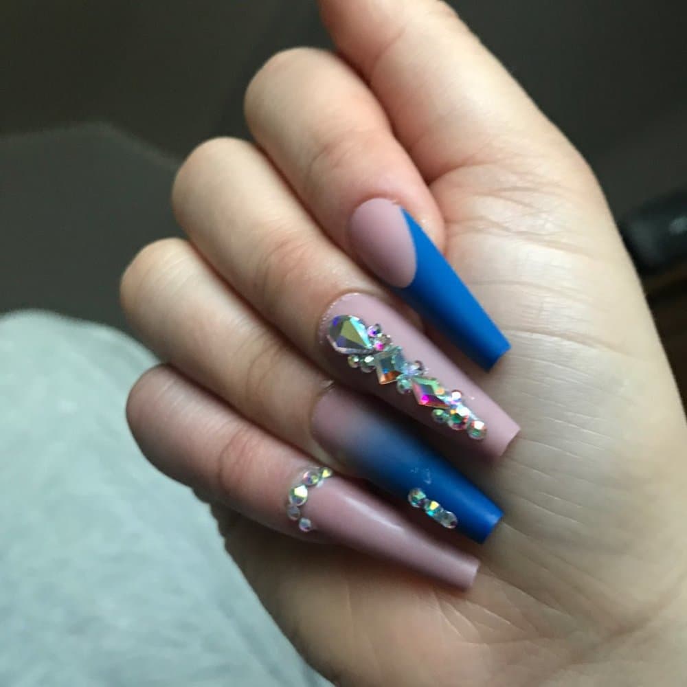 Blu Ombre Press On Coffin Nails