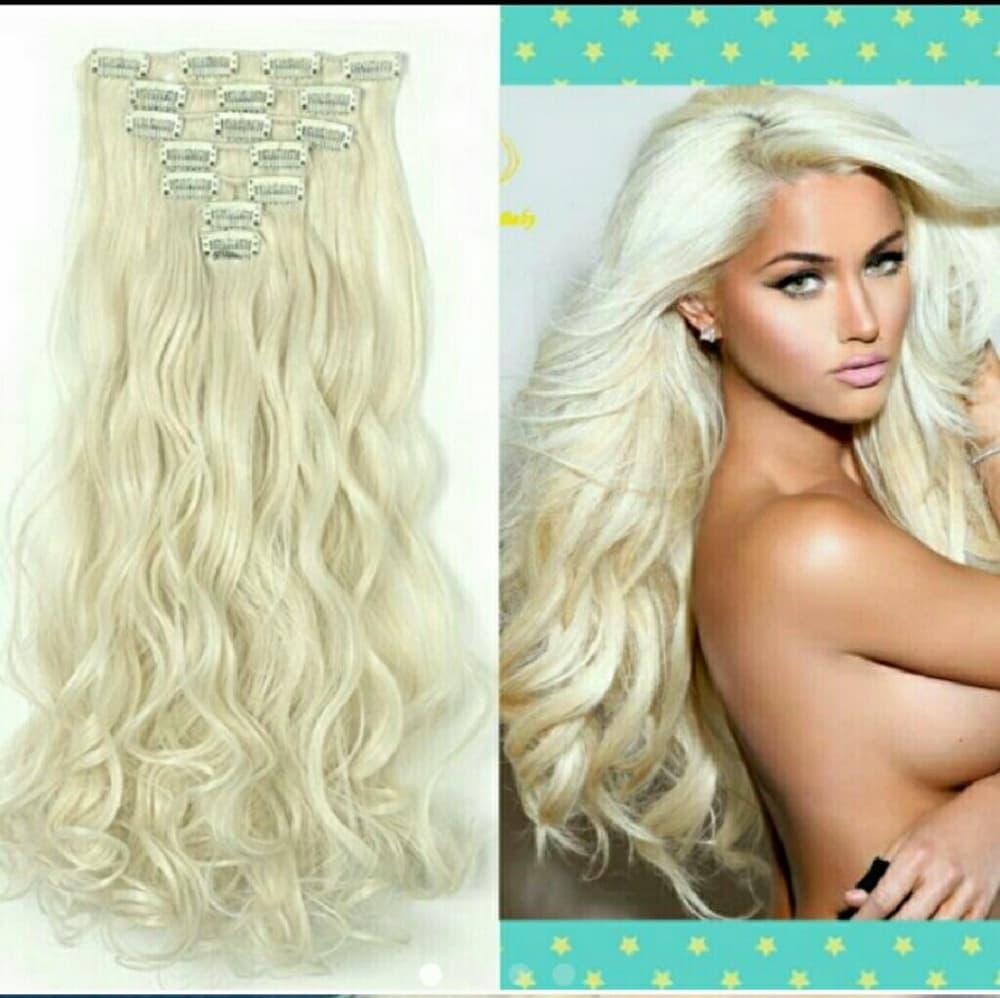 Platinum Blonde Full Head Clip In Extension #613 - Thumbnail 4