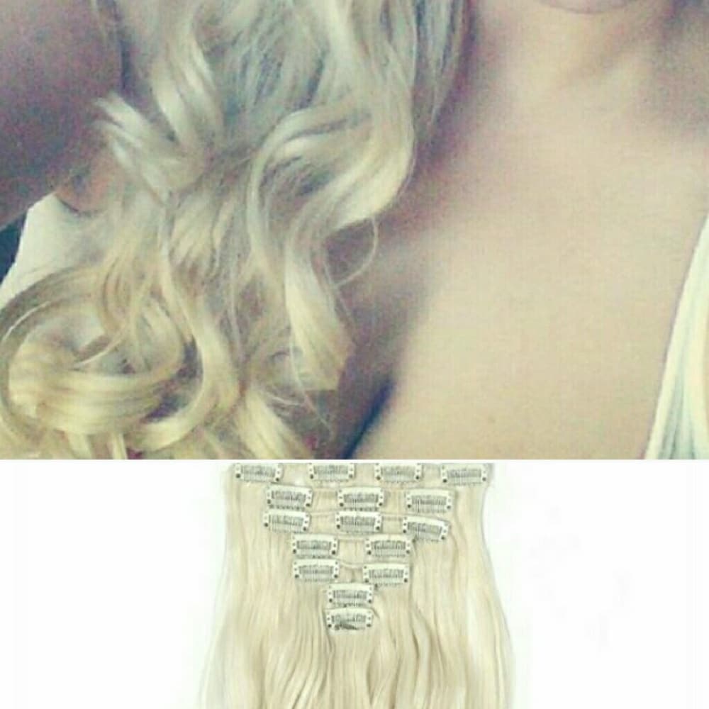 Platinum Blonde Full Head Clip In Extension #613 - Thumbnail 2