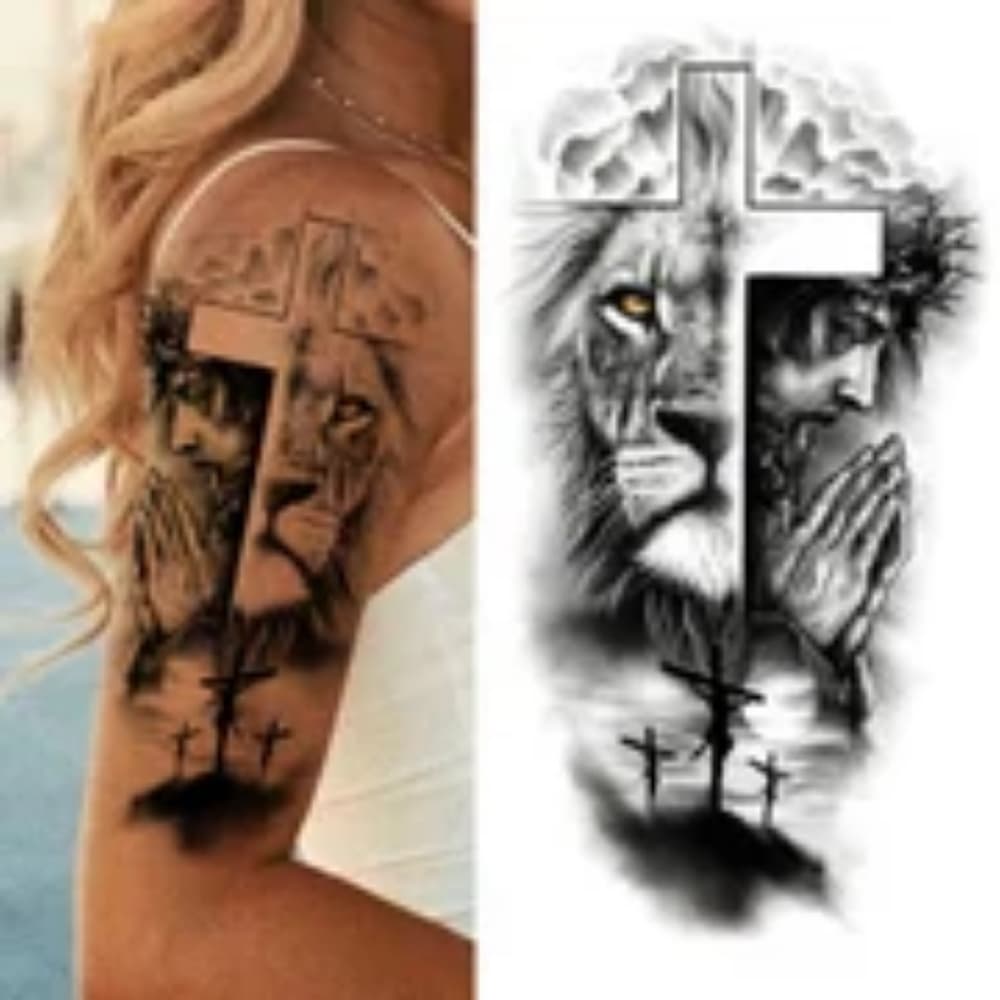 Lion Jesus Temporary Tattoo Waterproof - Thumbnail 4
