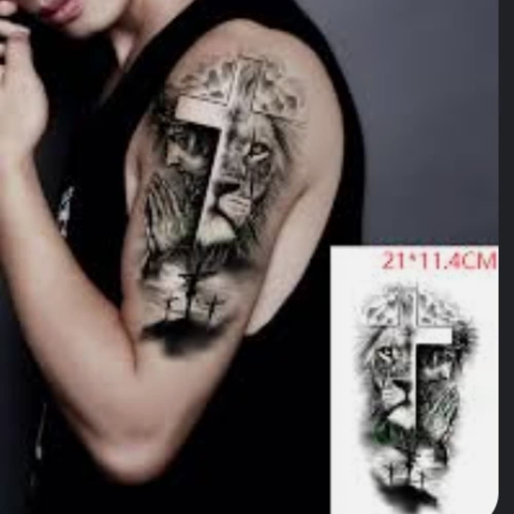 Lion Jesus Temporary Tattoo Waterproof - Thumbnail 3