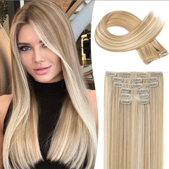 Blonde Mixed Full Head clip in Extension - Thumbnail 5