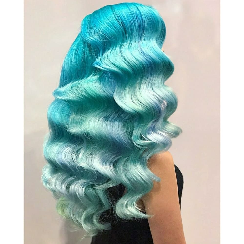 Turquoise Green Wave Full Lace Wig 22-24 inches!! - Thumbnail 3