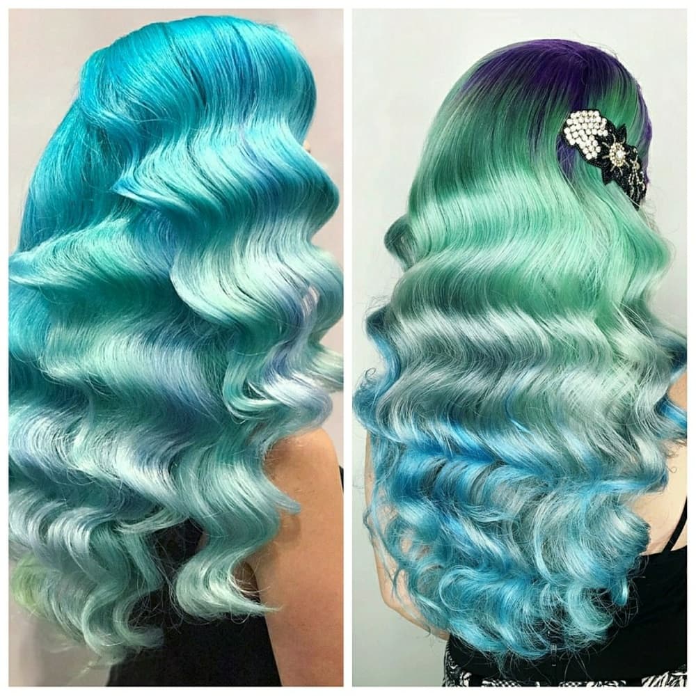 Turquoise Green Wave Full Lace Wig 22-24 inches!! - Thumbnail 2