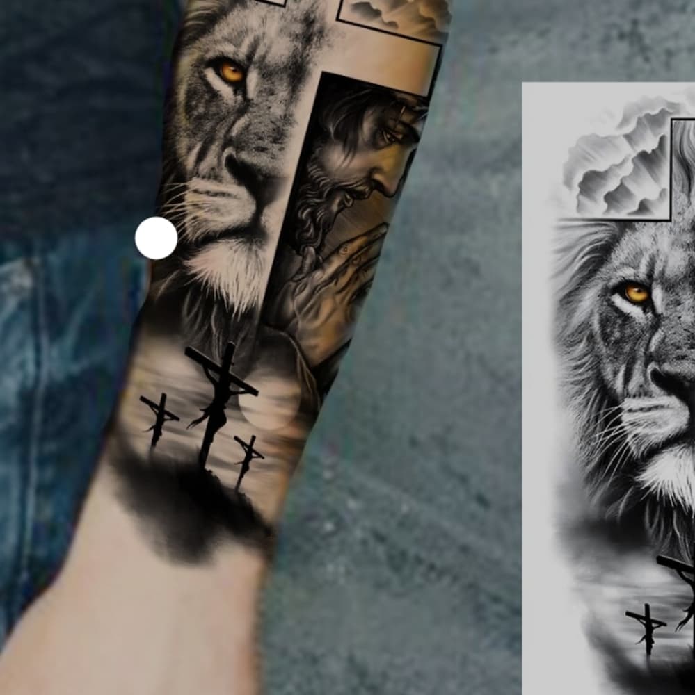 Lion Jesus Temporary Tattoo Waterproof - Thumbnail 2