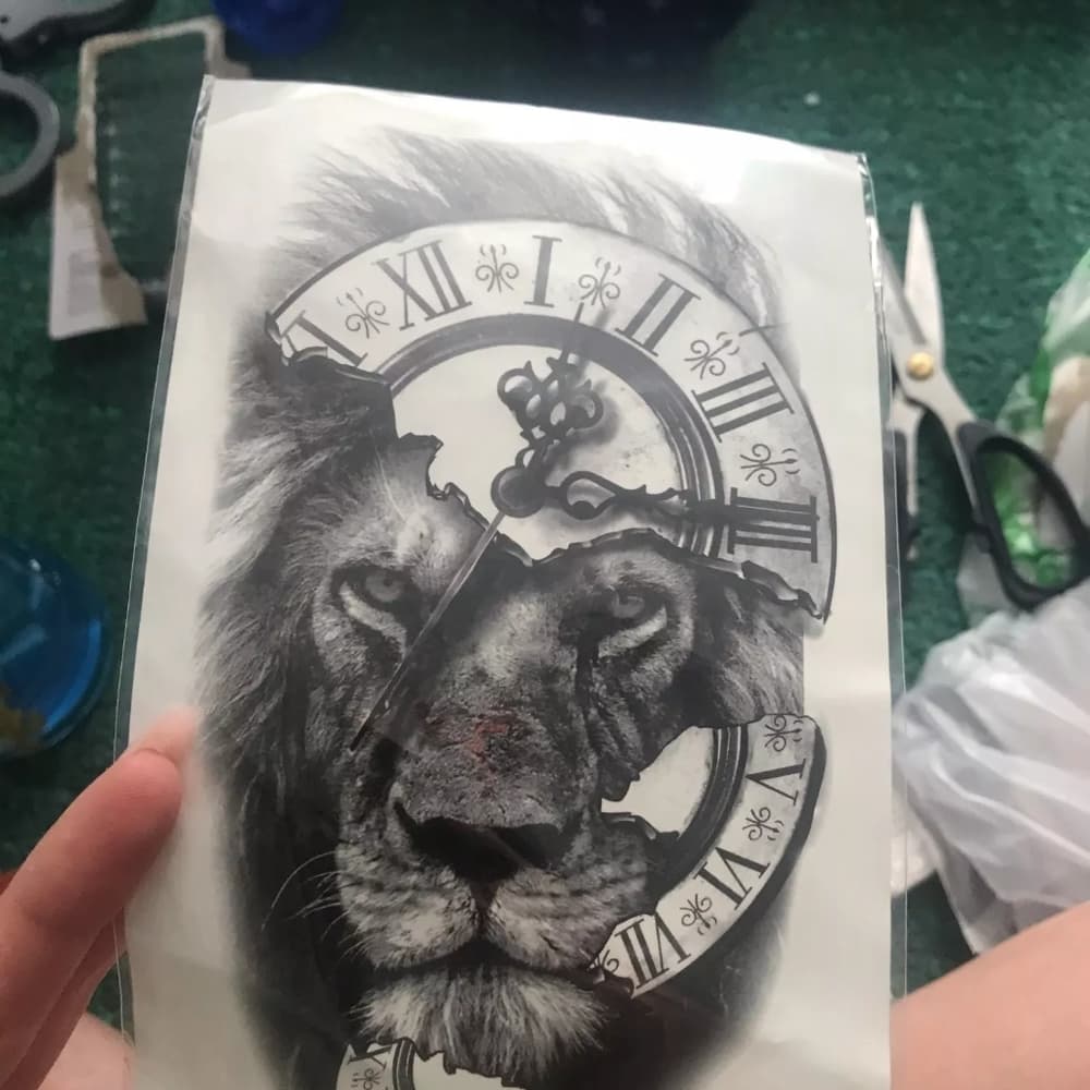 1 Lion Temporary Tattoo Unisex - Thumbnail 8